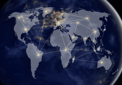 Global network map showing service connections